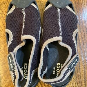 Kids Boys Girls CROCS Black Mesh Slip-On Water Shoes